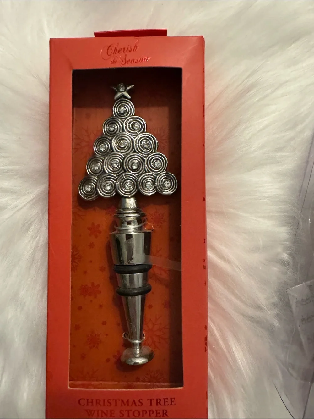 New Holiday Wine Stopper Set - Red & Silver